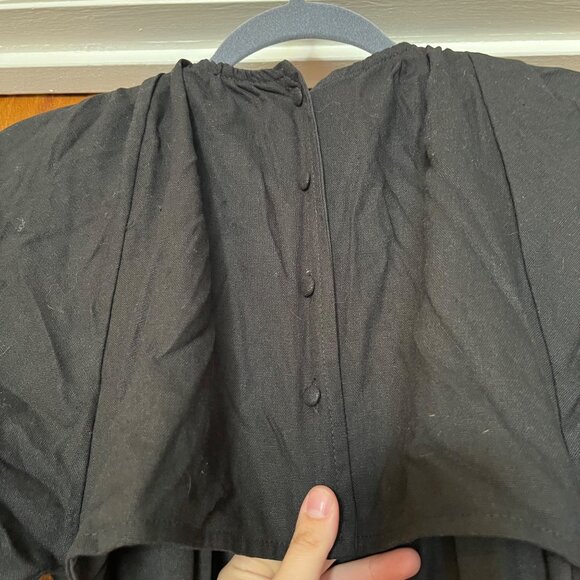 Lulus Commemoration Black Puff Sleeve Cutout Midi Dress Womens Size Medium - Picture 6 of 9